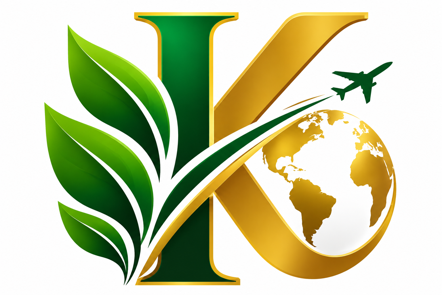 Kazi Enterprises green and gold globe logo